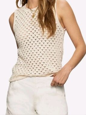 Sanctuary Open-Knit Sleeveless Tank Top in Cream
